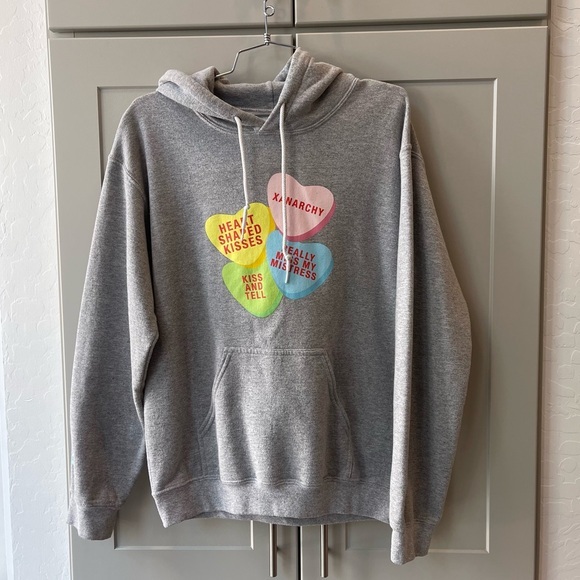 Xanarchy Lil Xan Candy Hearts Betrayed Sweethearts Pullover Hoodie Grey Small - Picture 1 of 7